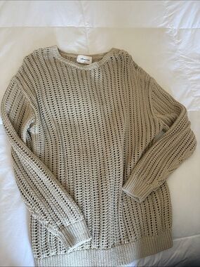 Wilfred Beige Open-Weave Crewneck Sweater